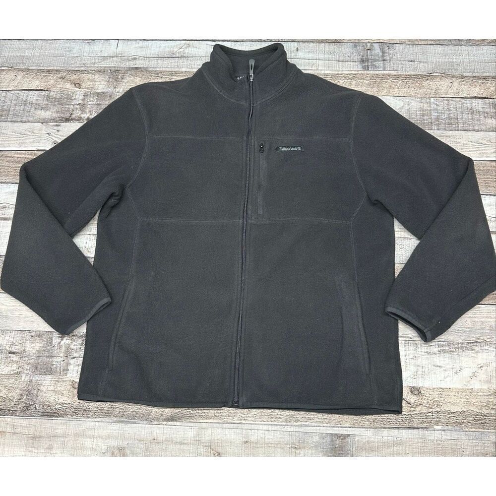 Timberland Men’s Black Fleece Zip Up Warm Outdoor Long Sleeve Jacket Size Medium